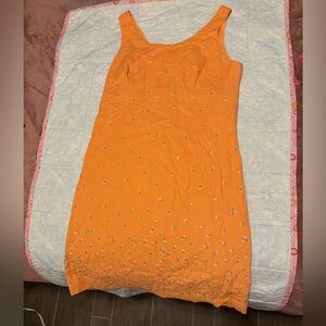 Vintage Orange Embroidered Dress